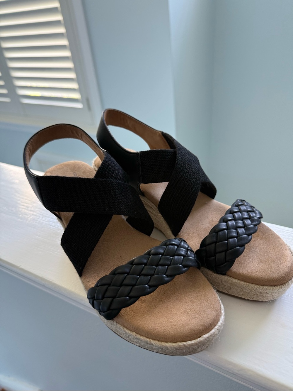 Sonoma Black Braided Espadrille Wedge Sandals